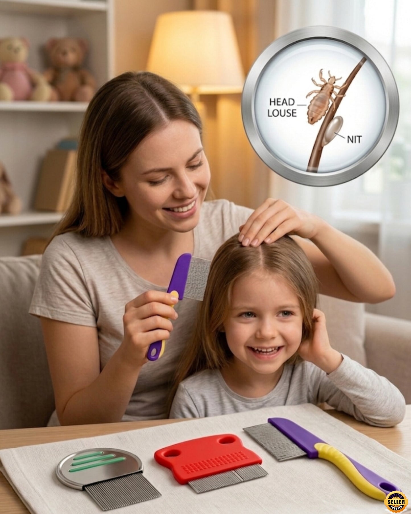 3 in 1 Stainless Steel Lice Comb Set for Women & Kids | Nit Removal Pack